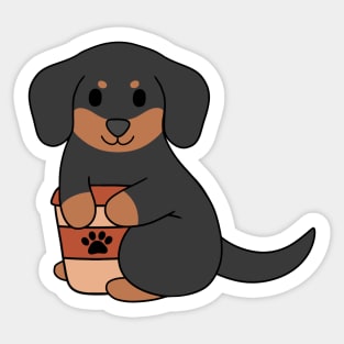 Black Dachshund Coffee Sticker